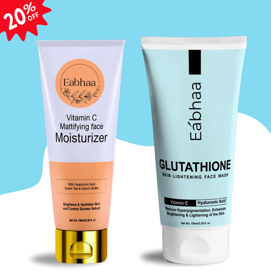 Glutathione Face Wash & Vitamin C Moisturizer for Bright, Even Skin
