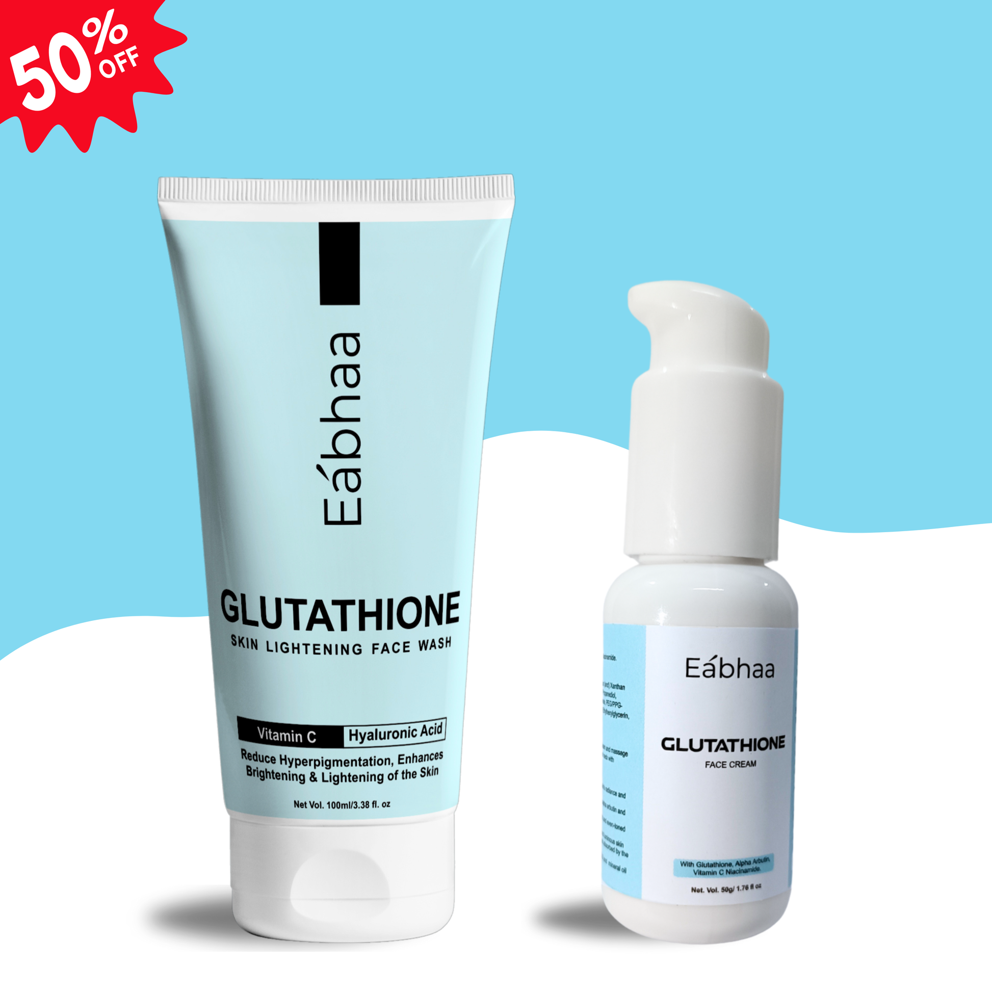 Glutathione Face Cream & Face Wash - Skin Whitening, Anti-Aging, India EABHAA Glutathione Face Cream & Face Wash - Skin Whitening, Anti-Aging, India EABHAA