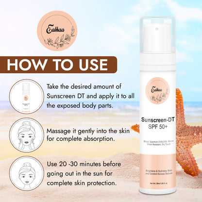 Eabhaa Sunscreen-DT Gel SPF 50 PA+++, Dry Touch, UVA/UVB Protection, 50ml