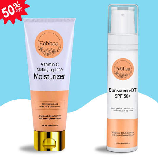 Vitamin c mattifying moisturizer and spf 50 sunscreen combo for oil control brightening and uv protection
